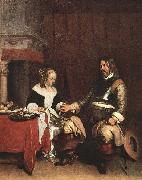 TERBORCH, Gerard, Man Offering a Woman Coins